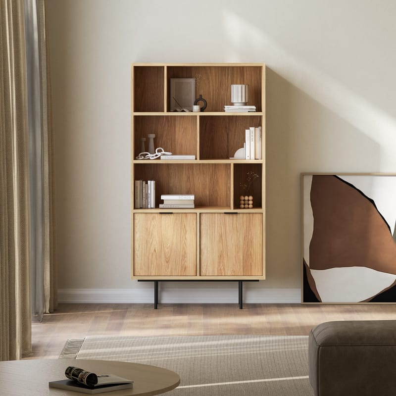 Dravo Reol 90x185 cm - Naturlig hickory - Opbevaring - Hylder & Reoler - Bogreol