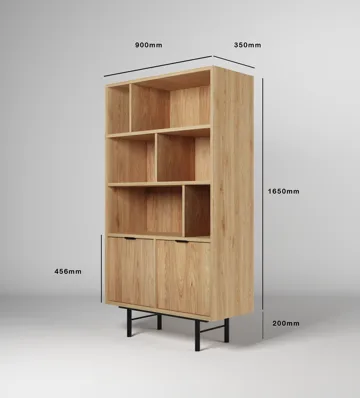 Dravo Reol 90x185 cm - Naturlig hickory - Opbevaring - Hylder & Reoler - Bogreol