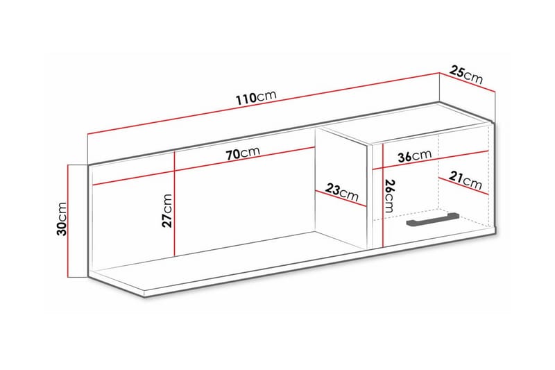 Edinbane Væghylde 110x25 cm - Sort - Væghylde & vægreol