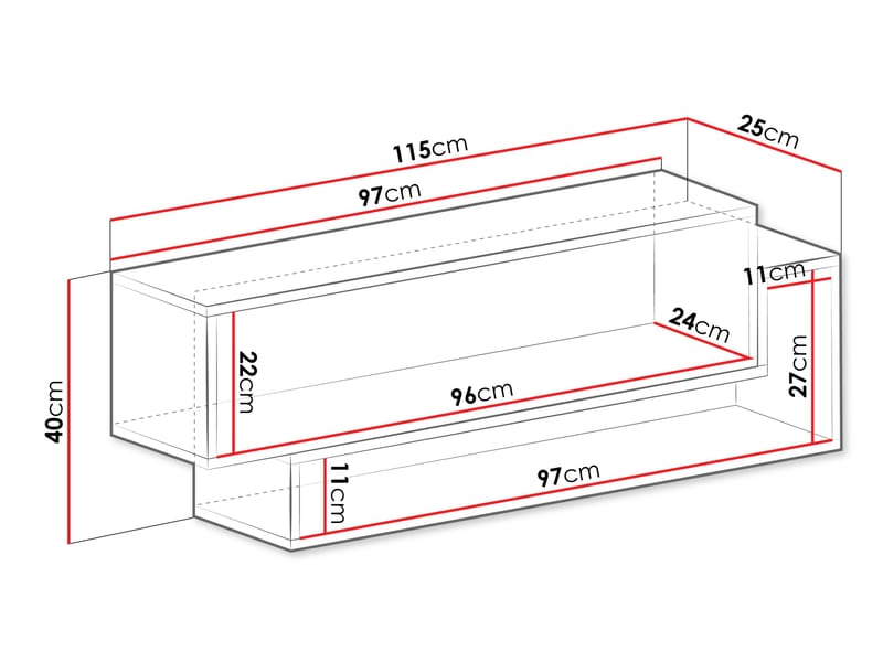 Edson Væghylde 115 cm - Opbevaring - Hylder & Reoler - Væghylde & vægreol