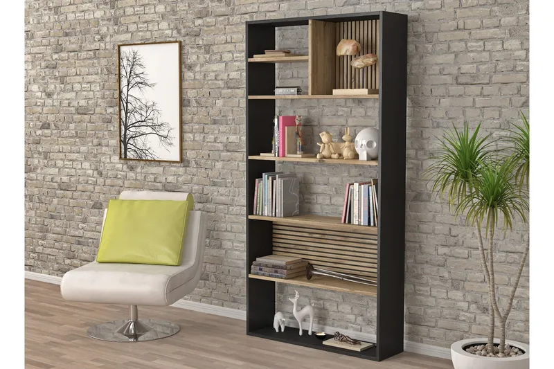 Elspet Reol 90 cm, Sort/Brun