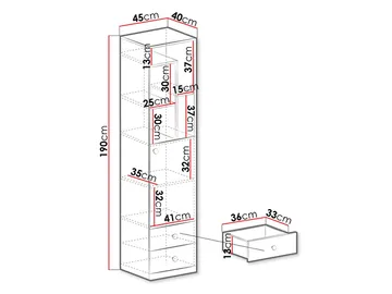 Elvaren Bogreol 45 cm i Eg - Sort|Hvid - Opbevaring - Hylder & Reoler - Bogreol