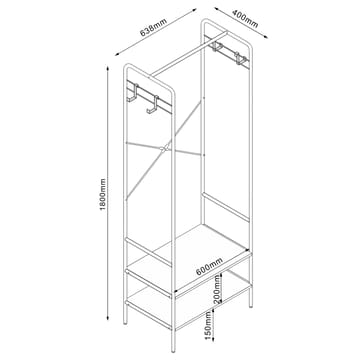 Entrehylde HOME4YOU Hannes 64x40x180 cm Rustik melamin - rustik melamin - Opbevaring - Hylder & Reoler - Hylder & hyldeknægte