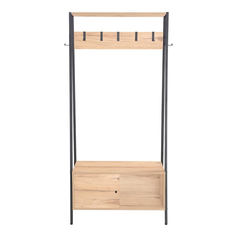 Entrehylde HOME4YOU Hannes 84x40x180 cm rustik melamin med skuffe - rustik melamin - Opbevaring - Hylder & Reoler - Hylder & hyldeknægte