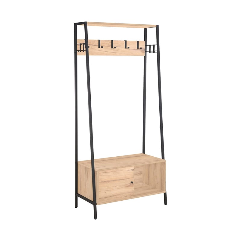 Entrehylde HOME4YOU Hannes 84x40x180 cm rustik melamin med skuffe, rustik melamin