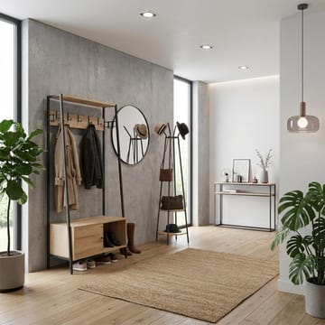 Entrehylde HOME4YOU Hannes 84x40x180 cm rustik melamin med skuffe - rustik melamin - Opbevaring - Hylder & Reoler - Hylder & hyldeknægte