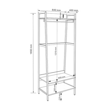 Entrehylde HOME4YOU Lavinia 64x40x169 cm ask/sort - ask/sort - Opbevaring - Hylder & Reoler - Hylder & hyldeknægte