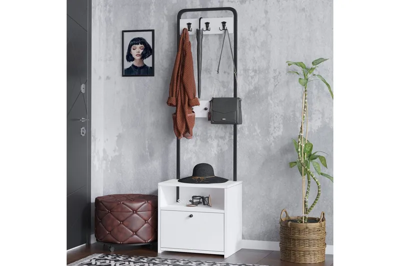 Entrestativ Springhill Hvid / Sort - Sort/Hvid - Opbevaring - Hylder & Reoler - Hattehylde