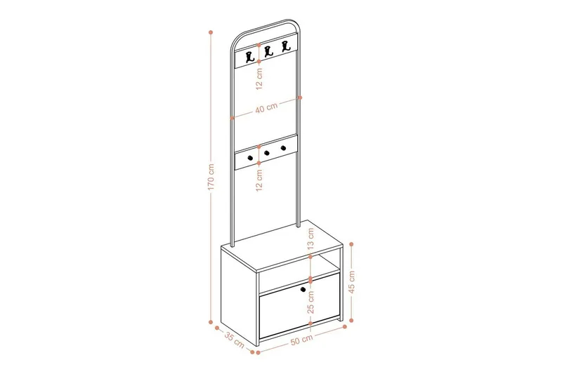 Entrestativ Springhill Hvid / Sort - Sort/Hvid - Møbler - Entrémøbler - Møbelsæt til hall og entre