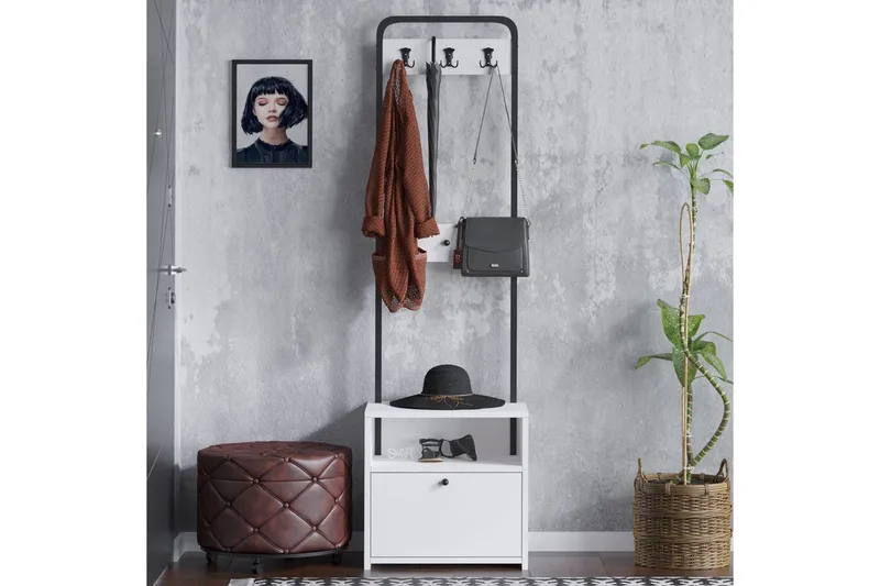 Entrestativ Springhill Hvid / Sort - Sort/Hvid - Møbler - Entrémøbler - Møbelsæt til hall og entre