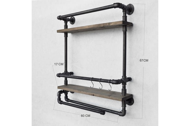 Evila Væghylde Rør / træ - Træ / sort - Opbevaring - Hylder & Reoler - Væghylde & vægreol
