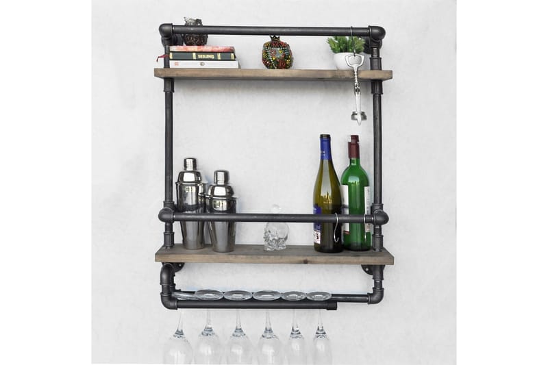 Evila Væghylde Rør / træ - Træ / sort - Opbevaring - Hylder & Reoler - Væghylde & vægreol