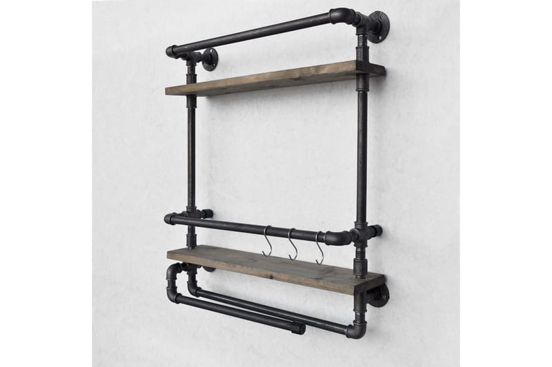 Evila Væghylde Rør / træ - Træ / sort - Opbevaring - Hylder & Reoler - Væghylde & vægreol