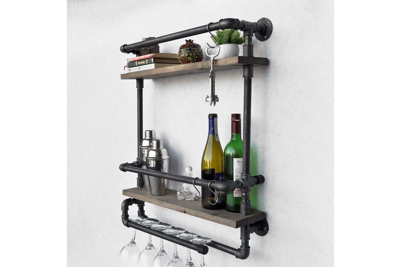 Evila Væghylde Rør / træ - Træ / sort - Opbevaring - Hylder & Reoler - Væghylde & vægreol