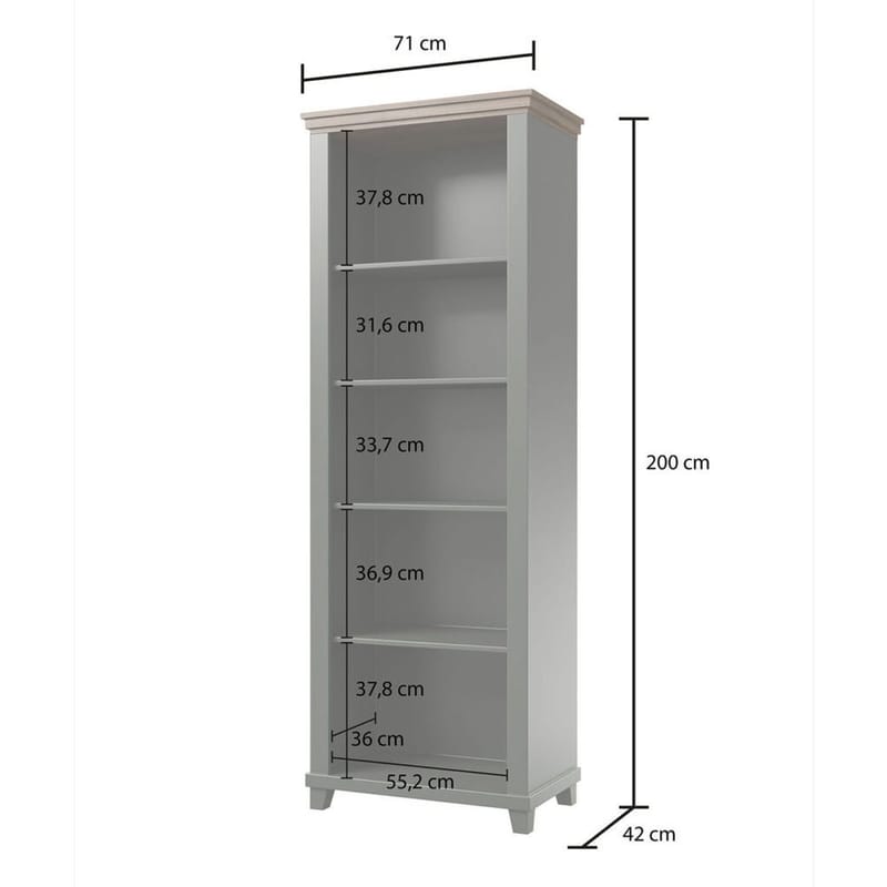 Evora Bogreol 200 cm i Eg - Grøn - Opbevaring - Hylder & Reoler - Bogreol