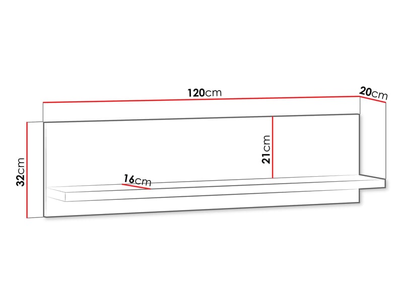 Fonti Væghylde 120 cm - Brun - Opbevaring - Hylder & Reoler - Væghylde & vægreol