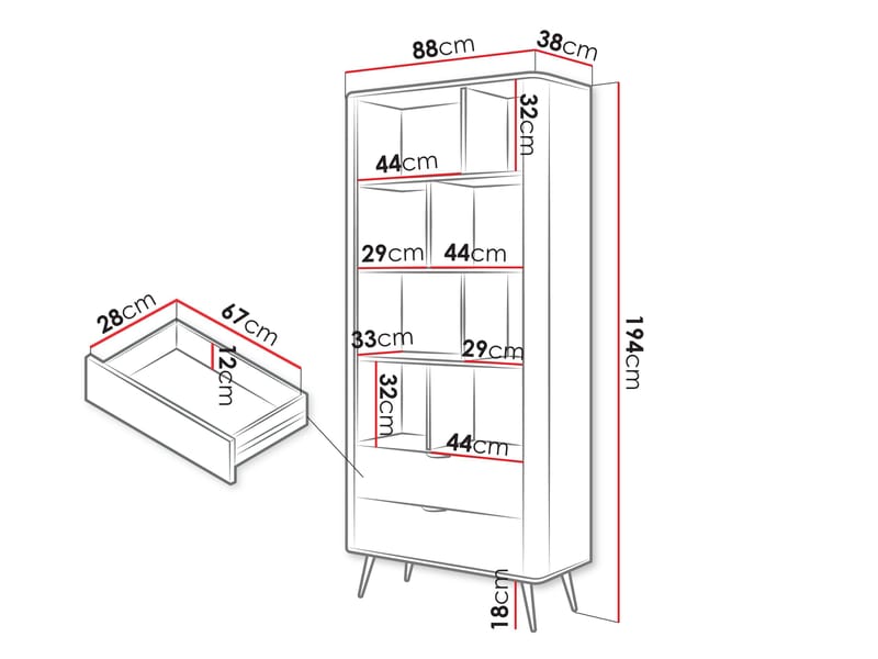 Forba Bogreol 194 cm - hvid - Opbevaring - Hylder & Reoler - Bogreol