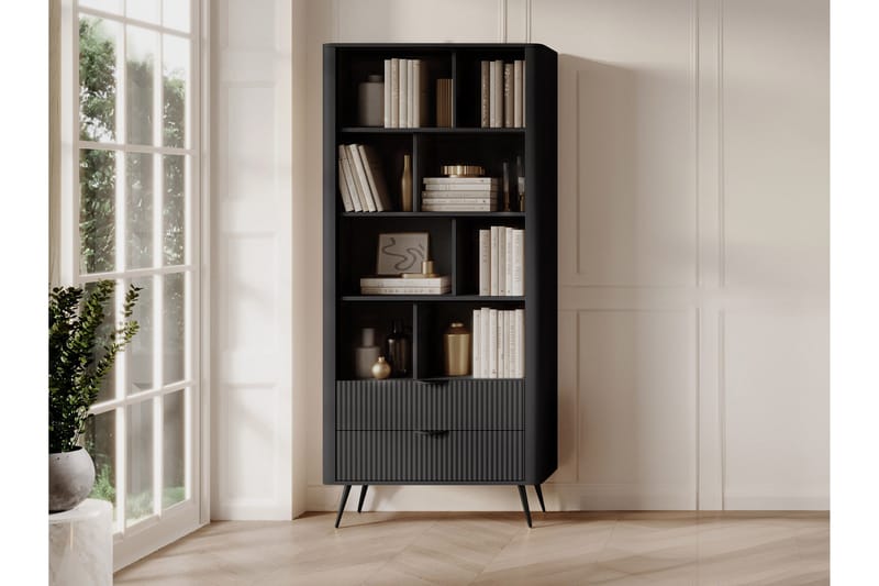 Forba Bogreol 88 cm i Mørkt Træ - Sort - Opbevaring - Hylder & Reoler - Bogreol