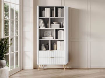 Forba Bogreol 88 cm i Malet Træ - Guld|Hvid - Opbevaring - Hylder & Reoler - Bogreol
