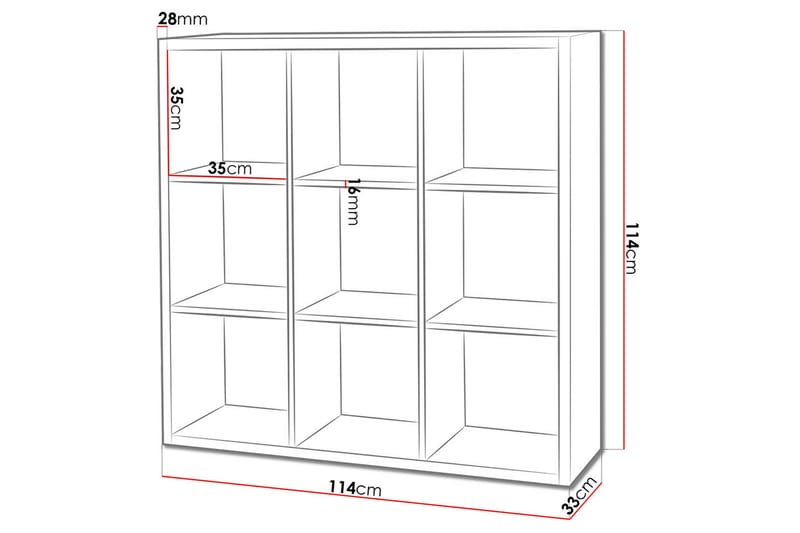 Franzine Bogreol 114 cm - Hvid - Opbevaring - Hylder & Reoler - Bogreol