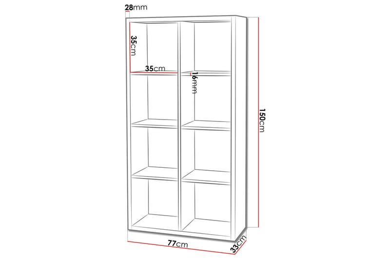 Franzine Bogreol 77 cm - Hvid - Opbevaring - Hylder & Reoler - Bogreol