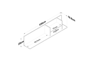 Friederich Væghylde 120 cm - Valnød/Antracit - Opbevaring - Hylder & Reoler - Væghylde & vægreol