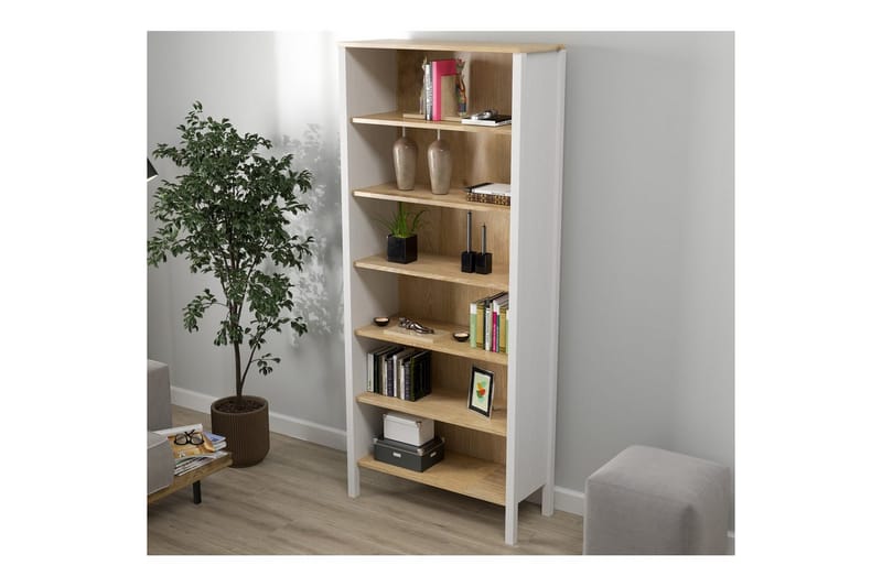 Fynric Bogreol 83 cm - Natur/Hvid - Opbevaring - Hylder & Reoler - Bogreol