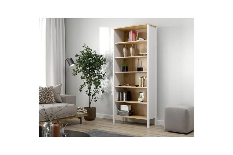 Fynric Bogreol 83 cm - Natur/Hvid - Opbevaring - Hylder & Reoler - Bogreol