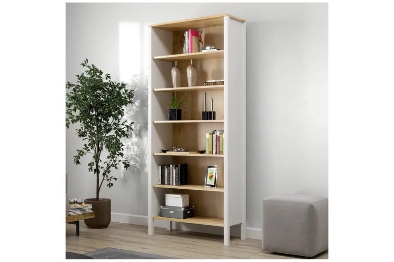 Fynric Bogreol 83 cm - Natur/Hvid - Opbevaring - Hylder & Reoler - Bogreol