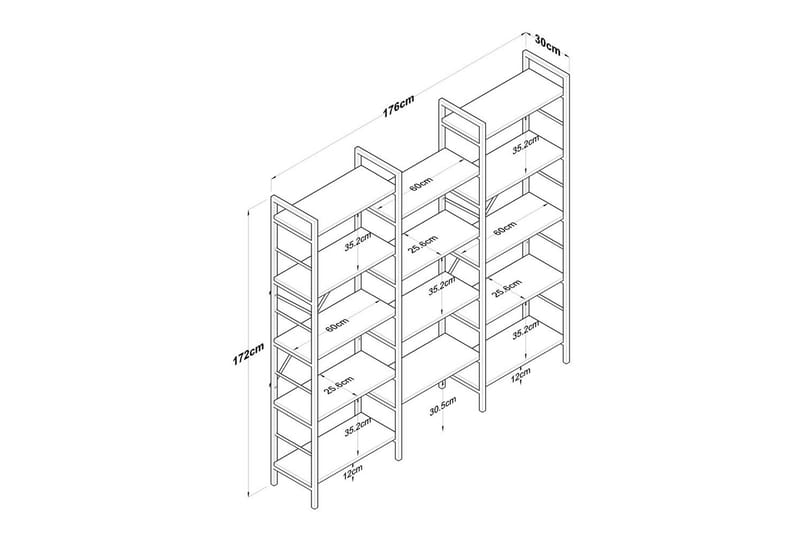 Goldmere Reol 176 cm - Brun/Sort - Opbevaring - Hylder & Reoler - Bogreol