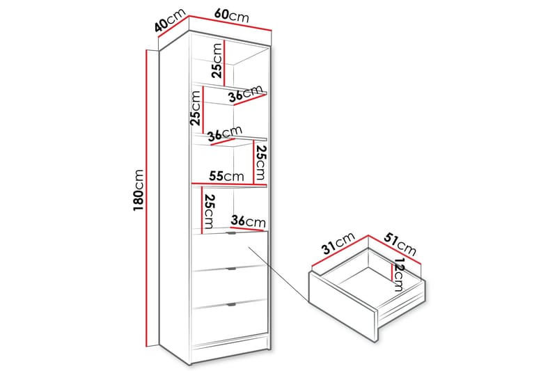 Gudelia Bogreol 60x40 cm - Sort - Opbevaring - Hylder & Reoler - Bogreol