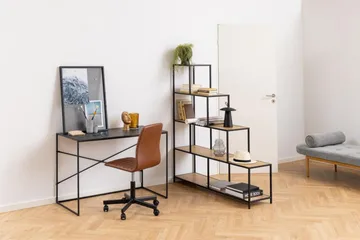Hartsoe Bogreol 135 cm i Metal med Træplade - Brun - Opbevaring - Hylder & Reoler - Bogreol