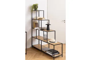 Hartsoe Bogreol 135 cm i Metal med Træplade - Brun - Opbevaring - Hylder & Reoler - Bogreol