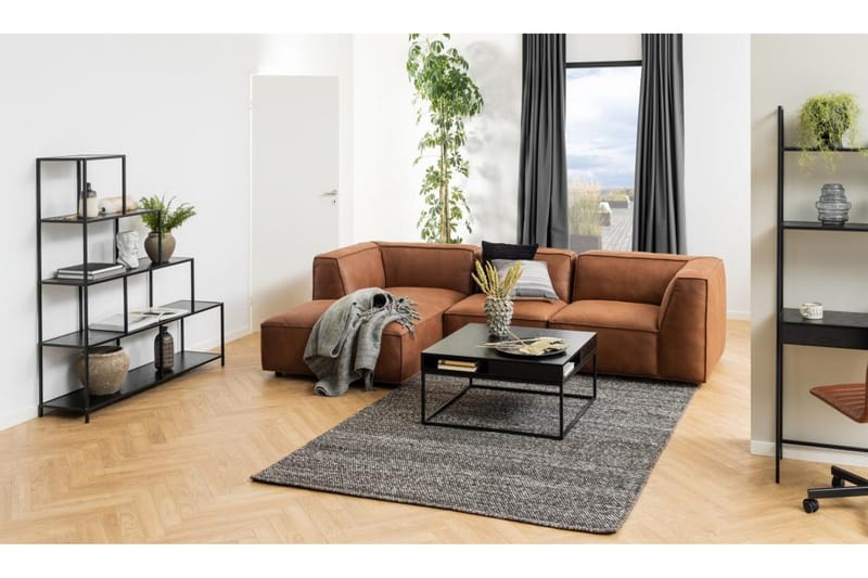 Hartsoe Bogreol 135 cm i Metal med Træplade - Sort - Opbevaring - Hylder & Reoler - Bogreol