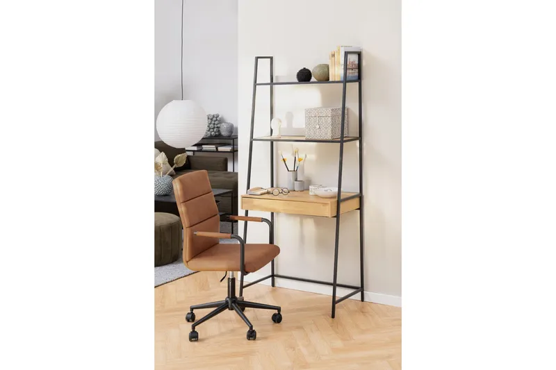 Hartsoe Bogreol 77 cm i Metal med Træplade - Sort|Beige - Opbevaring - Hylder & Reoler - Bogreol
