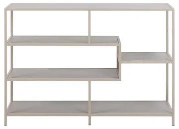 Hasslevik Bogreol 114 cm i Metal med Træplade - Sandbeige - Opbevaring - Hylder & Reoler - Bogreol