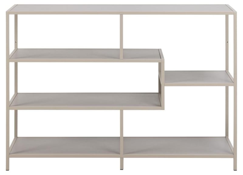 Hasslevik Bogreol 114 cm i Metal med Træplade - Sandbeige - Opbevaring - Hylder & Reoler - Bogreol
