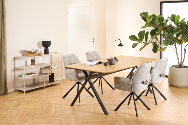 Hasslevik Bogreol 114 cm i Metal med Træplade - Sandbeige - Opbevaring - Hylder & Reoler - Bogreol