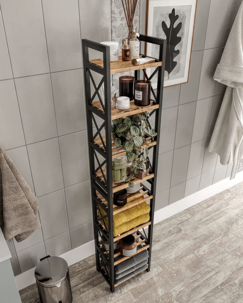 Heba Multifunktionshylde 128 cm - Sort - Opbevaring - Hylder & Reoler - Hylder & hyldeknægte