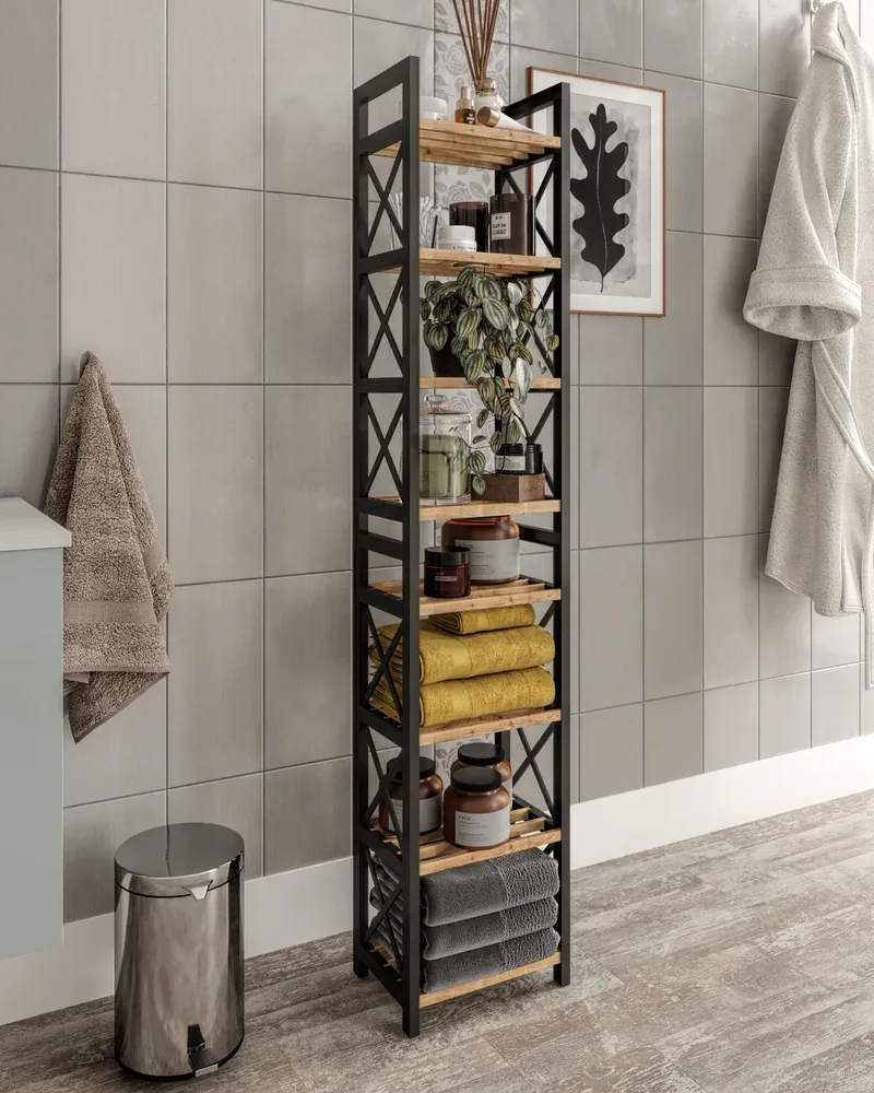 Heba Multifunktionshylde 128 cm - Sort - Opbevaring - Hylder & Reoler - Hylder & hyldeknægte