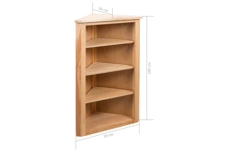 Hjørnehylde 59 X 36 X 100 Cm Massivt Egetræ - Brun - Opbevaring - Hylder & Reoler - Hjørnehylde og hjørnereol