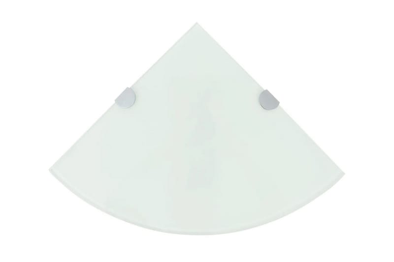 Hjørnehylde M. Krombeslag Hvidt Glas 25X25 Cm - Hvid - Opbevaring - Hylder & Reoler - Hjørnehylde og hjørnereol