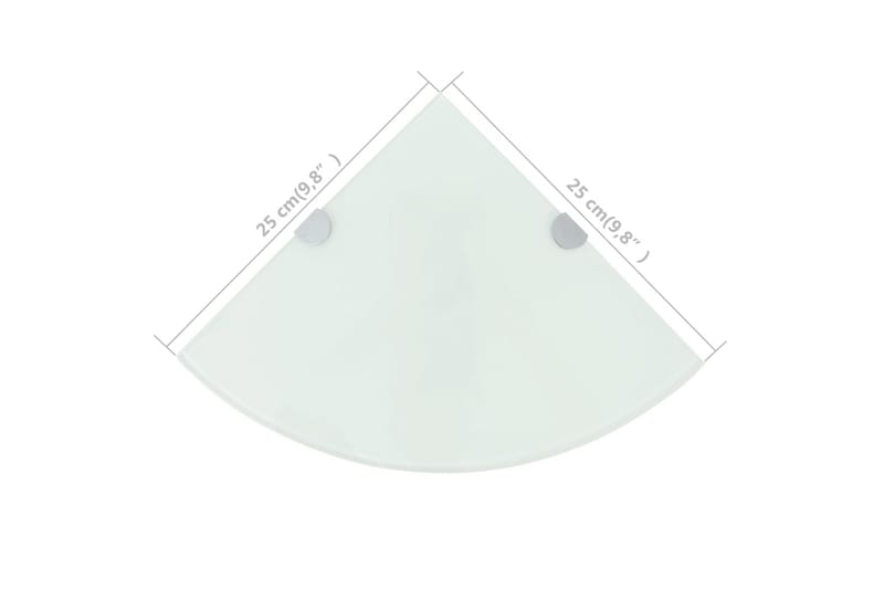 Hjørnehylde M. Krombeslag Hvidt Glas 25X25 Cm - Hvid - Opbevaring - Hylder & Reoler - Hjørnehylde og hjørnereol