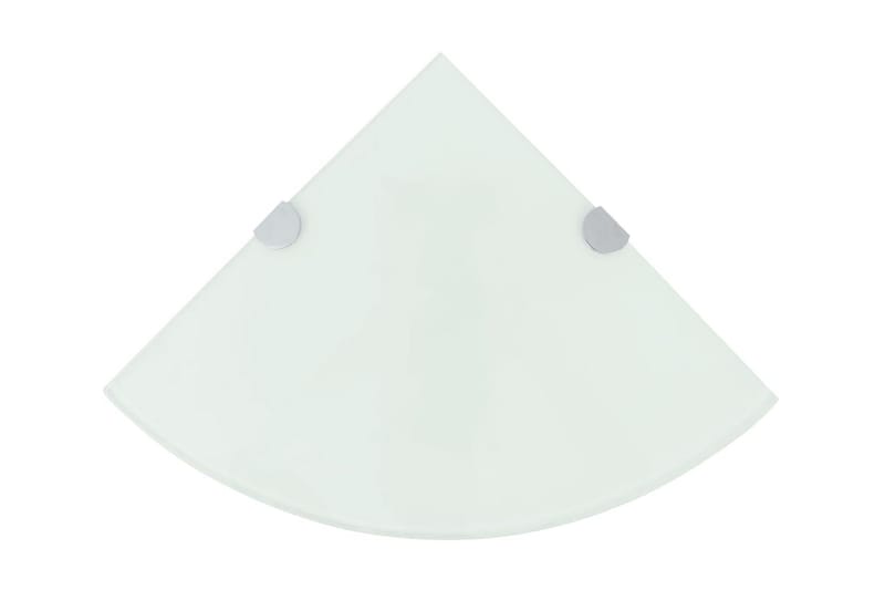 Hjørnehylde M. Krombeslag Hvidt Glas 35X35 Cm - Hvid - Opbevaring - Hylder & Reoler - Hjørnehylde og hjørnereol