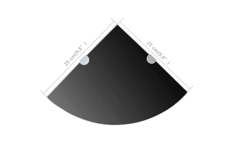 Hjørnehylde Med Krombeslag Glas Sort 25 X 25 Cm - Sort - Opbevaring - Hylder & Reoler - Hjørnehylde og hjørnereol