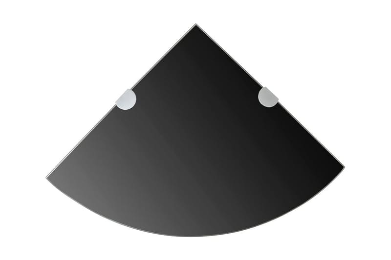 Hjørnehylde Med Krombeslag Sort Glas 35 X 35 Cm - Sort - Opbevaring - Hylder & Reoler - Hjørnehylde og hjørnereol
