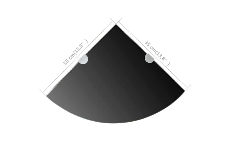 Hjørnehylde Med Krombeslag Sort Glas 35 X 35 Cm - Sort - Opbevaring - Hylder & Reoler - Hjørnehylde og hjørnereol