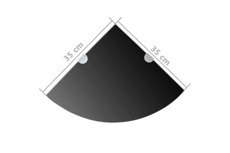 hjørnehylder m. krombeslag 2 stk. 35 x 35 cm glas sort - Sort - Opbevaring - Hylder & Reoler - Hjørnehylde og hjørnereol