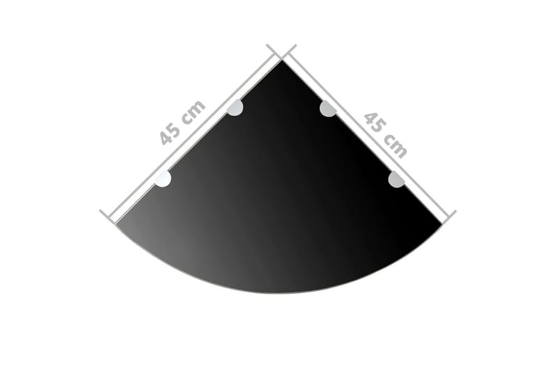 hjørnehylder m. krombeslag 2 stk. 45 x 45 cm glas sort - Sort - Køkkenhylde - Hjørnehylde og hjørnereol