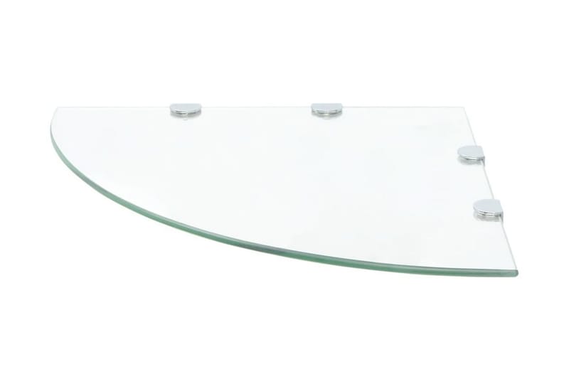 hjørnehylder m. krombeslag 2 stk. 45 x 45 cm hvidt glas - gennemsigtig - Køkkenhylde - Hjørnehylde og hjørnereol